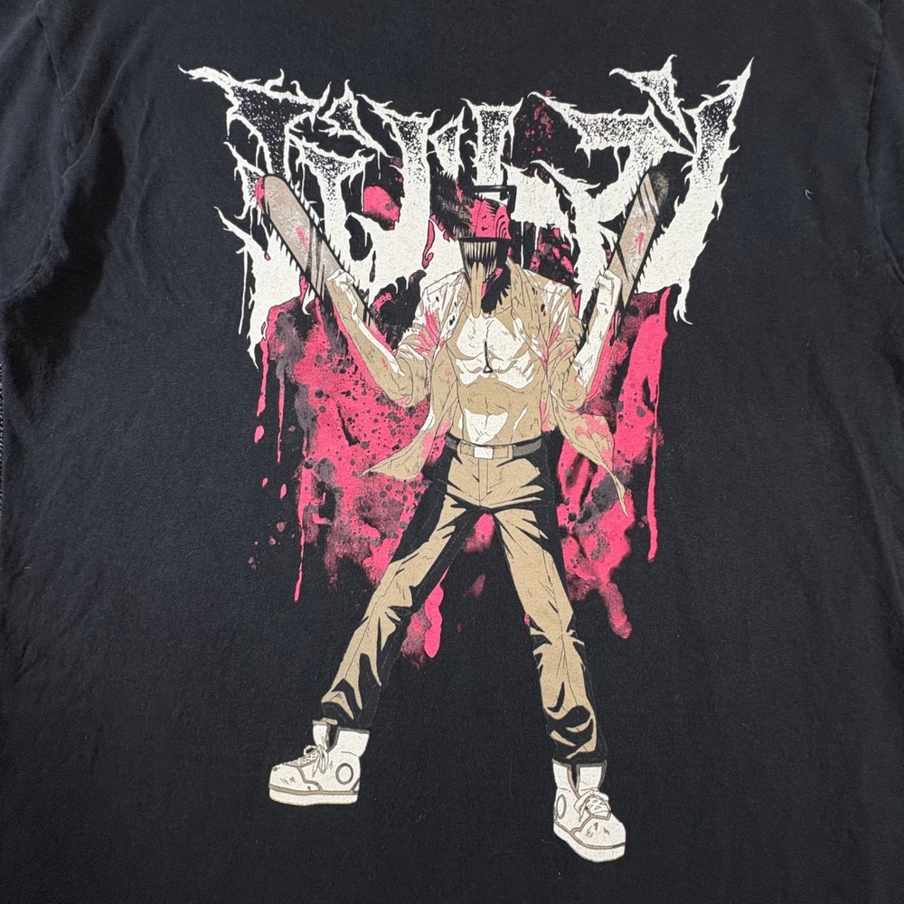 Chainsaw Man Anime Graphic T-Shirt Men's L Black Crunchyroll Denji Manga Goth - Picture 2 of 5